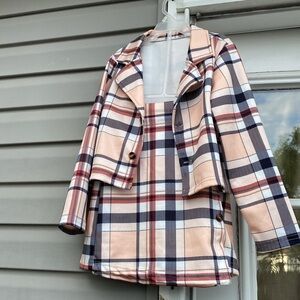 2pcs girls plaid pattern suit outfit